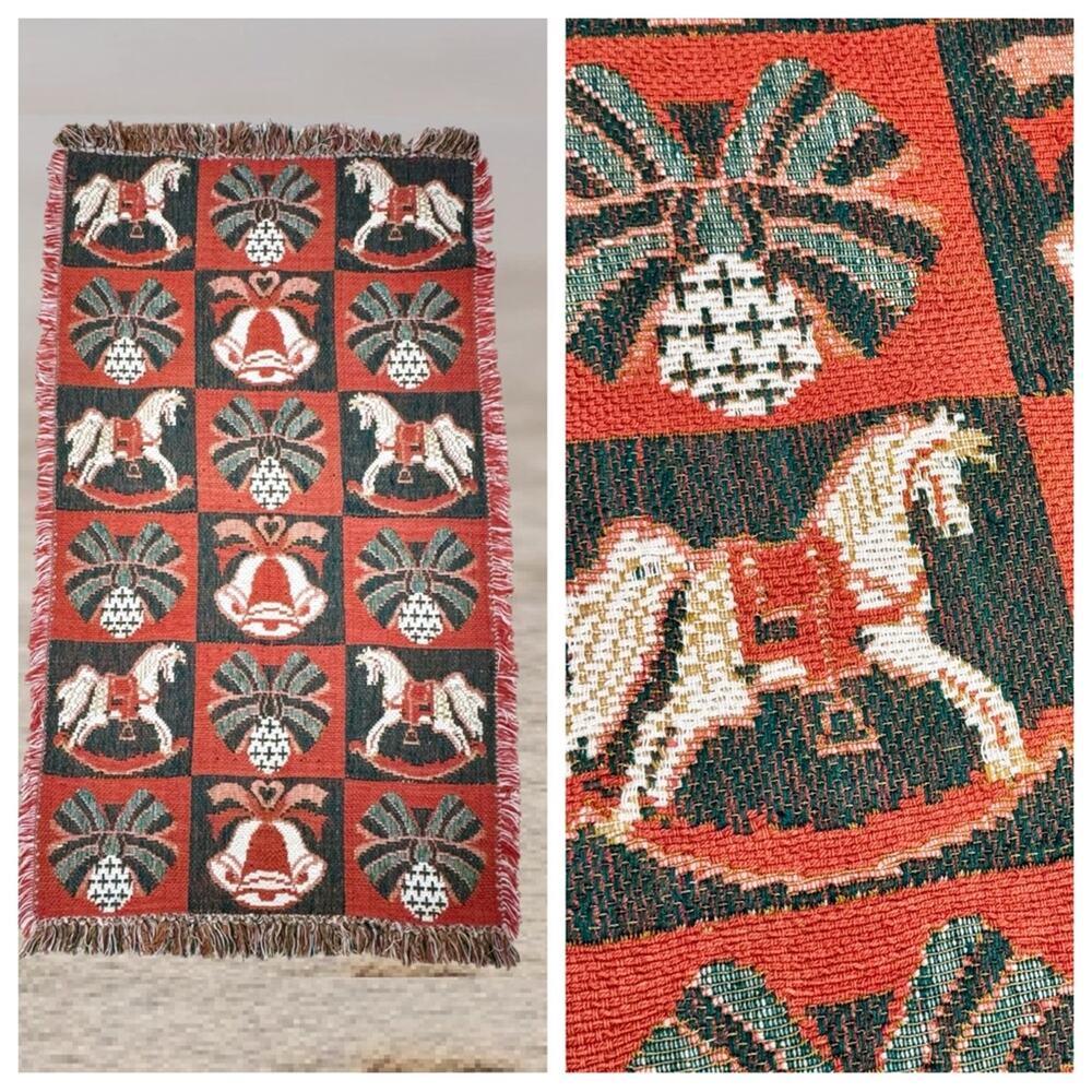 Vintage Rug 1994 Windham Trading Jacquard Christmas Tapestry Cotton 30” x 48”